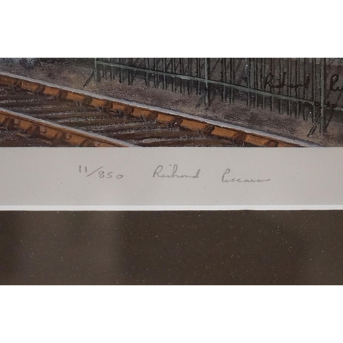 529 - Three Signed Steam Train / Locomotive Prints including Chris Woods ' A Winter's Tale ', 33cm x 49cm,... 