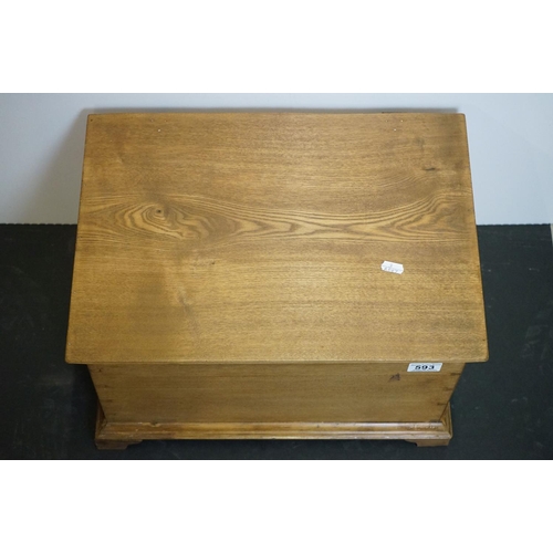 593 - Ash blanket box on bracket feet, 48cm long x 29cm high