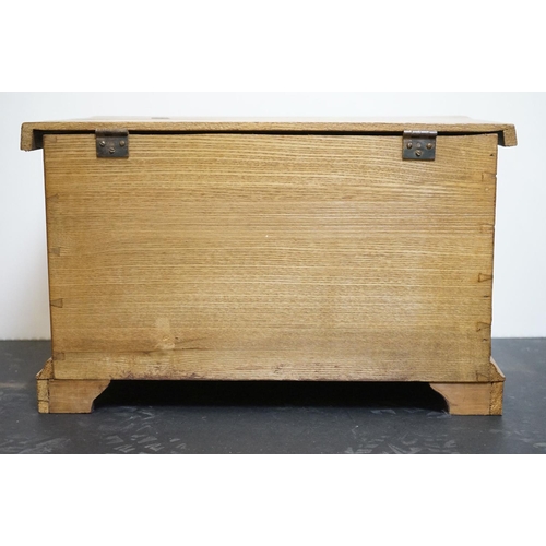 593 - Ash blanket box on bracket feet, 48cm long x 29cm high