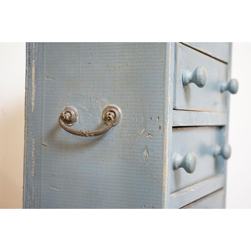 595 - Tall narrow collectors chest of six drawers with knob handles, 35cm wide x 75cm high