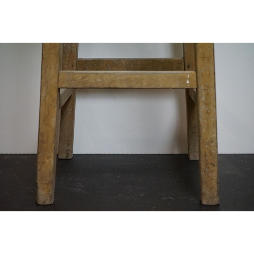 602 - Laboratory / School style Beech wood Tall Square Stool, 68cm high