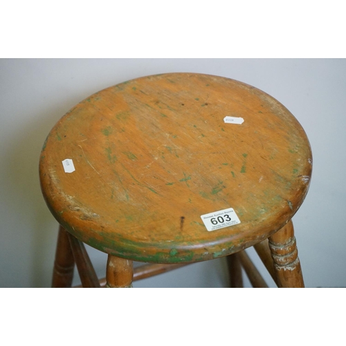 603 - Mid century Circular Tall Stool, 61cm high