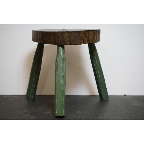 617 - Pair of rustic elm stools, 30cm high