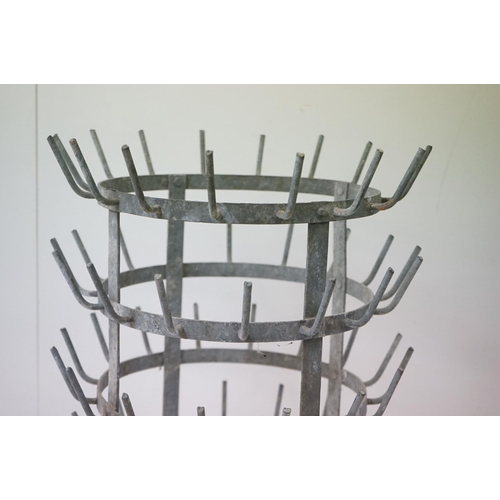 172 - French Galvanised Four Tier Wine Bottle Drier, 51cm high