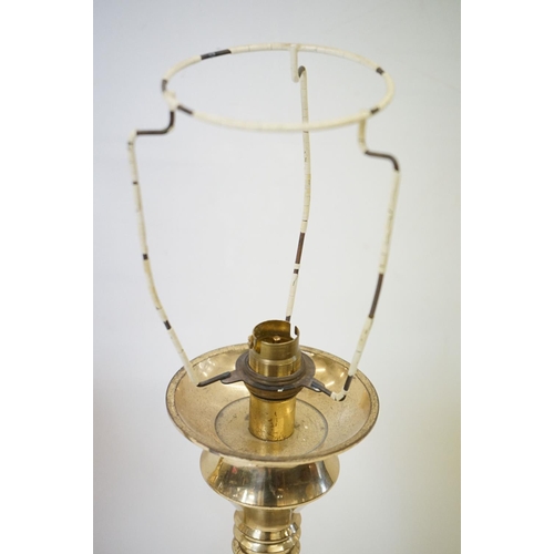 173 - A pair of large brass lamp bases, stand approx 51cm in height.