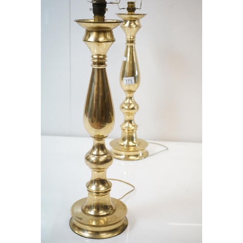 173 - A pair of large brass lamp bases, stand approx 51cm in height.