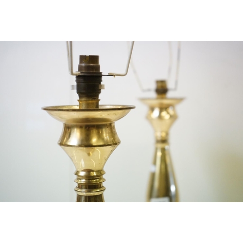 173 - A pair of large brass lamp bases, stand approx 51cm in height.