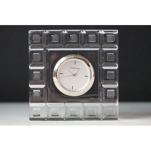 208 - Two Marquis quartz desk clock by Waterford crystal.