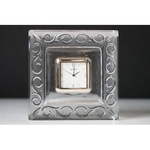 208 - Two Marquis quartz desk clock by Waterford crystal.