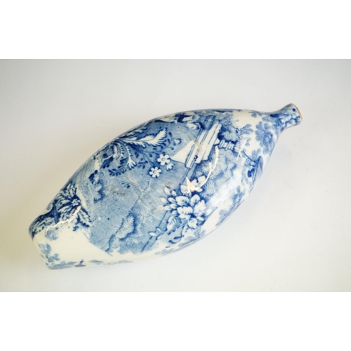 21A - 19th century Blue and White Transfer Printed Baby Feeder, `17cm long