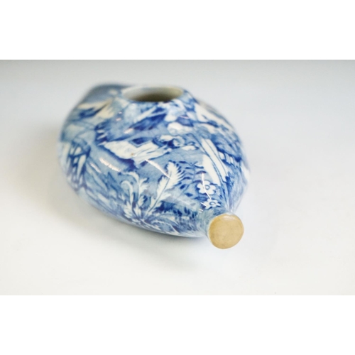 21A - 19th century Blue and White Transfer Printed Baby Feeder, `17cm long