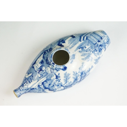 21A - 19th century Blue and White Transfer Printed Baby Feeder, `17cm long