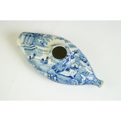 21A - 19th century Blue and White Transfer Printed Baby Feeder, `17cm long