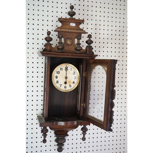 523 - Victorian Walnut Cased Hanging Wall Clock, 78cm high