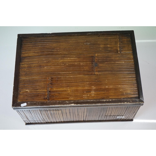 553 - Bamboo covered Box with hinged lid, 59cm wide x 31cm high