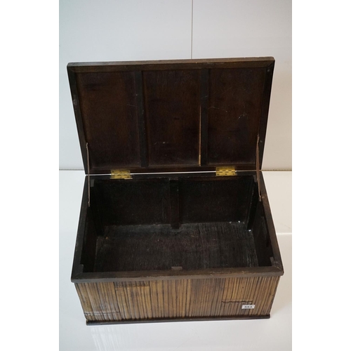 553 - Bamboo covered Box with hinged lid, 59cm wide x 31cm high