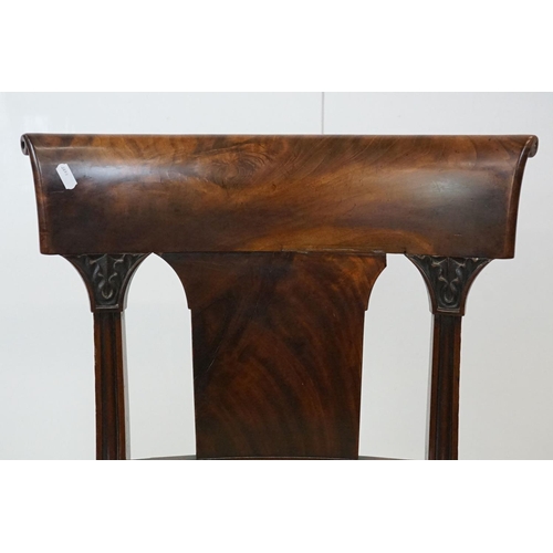 556 - Set of Three William IV / Victorian Mahogany Dining Chairs, raised on turned fluted legs