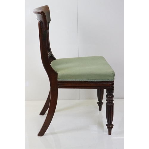 556 - Set of Three William IV / Victorian Mahogany Dining Chairs, raised on turned fluted legs