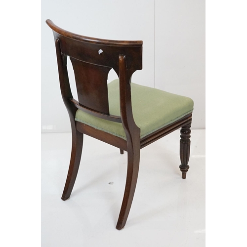 556 - Set of Three William IV / Victorian Mahogany Dining Chairs, raised on turned fluted legs