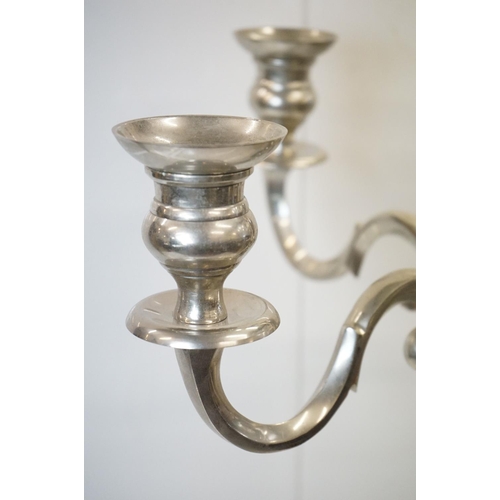 560 - Contemporary White Metal Floor Standing Five Branch Candelabra, 156cm high