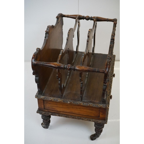 572 - Victorian Walnut Three Section Canterbury with lyre shaped divisions, the front and back panels with... 