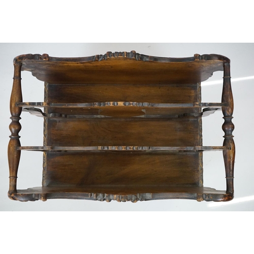 572 - Victorian Walnut Three Section Canterbury with lyre shaped divisions, the front and back panels with... 