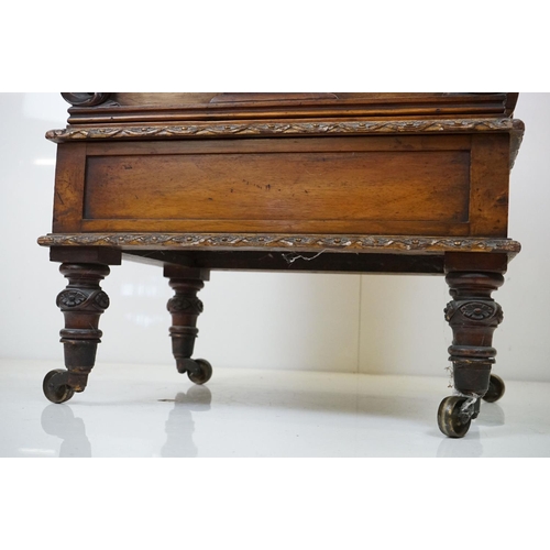 572 - Victorian Walnut Three Section Canterbury with lyre shaped divisions, the front and back panels with... 