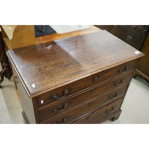 573 - George III Mahogany Chest of Four Long Drawers raised on bracket feet, 90cm wide x 46cm deep x 85cm ... 