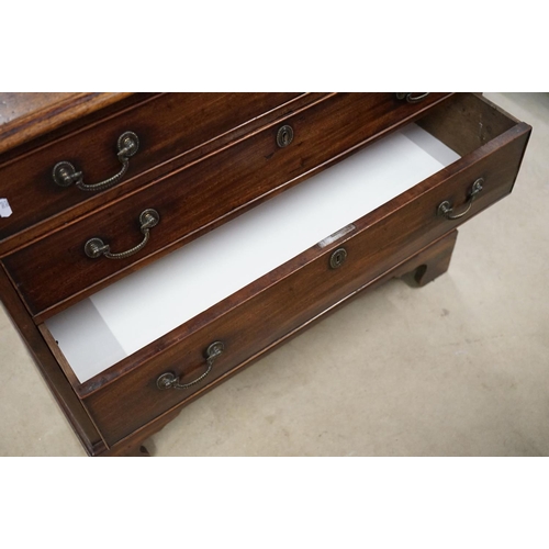 573 - George III Mahogany Chest of Four Long Drawers raised on bracket feet, 90cm wide x 46cm deep x 85cm ... 