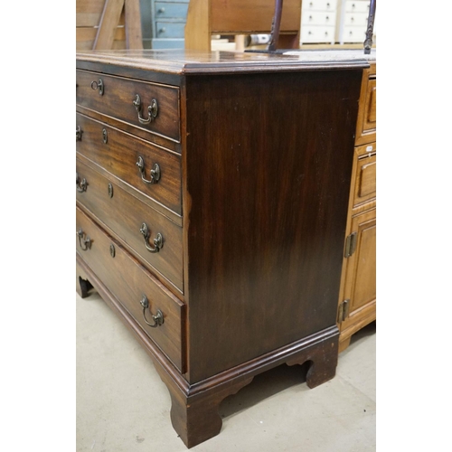 573 - George III Mahogany Chest of Four Long Drawers raised on bracket feet, 90cm wide x 46cm deep x 85cm ... 