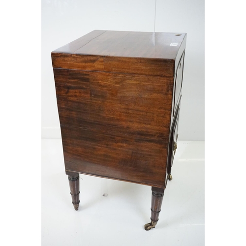 582 - Regency mahogany washstand converted to a work table, on ring turned legs, width approx. 42cm