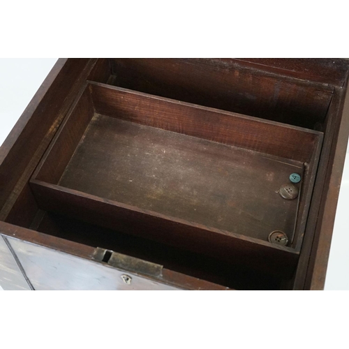 582 - Regency mahogany washstand converted to a work table, on ring turned legs, width approx. 42cm