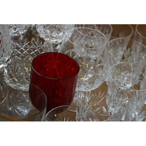 60 - Glass ware - Collection of Cut Glass Drinking Glasses, Tumblers and Brandy Balloons together with Cu... 