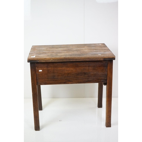 606 - Early 20th century ' Pioneer ' Oak Table and Rubber Wringer, 76cm wide x 52cm deep x 73cm high