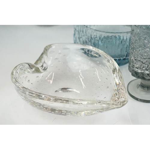 60A - Whitefriars - Four Glacier Tumblers, Four Glacier Hi Ball Glasses, Glacier Fruit Bowl, 21cm diameter... 