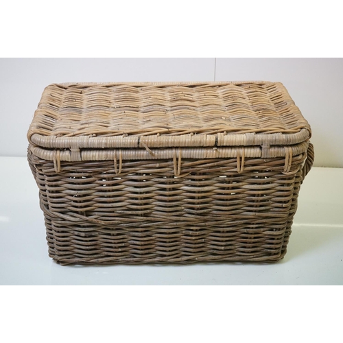 610 - Fortnum & Mason's Wicker Hamper Basket, 56cm wide x 37cm high together with another Wicker Lidded Ha... 