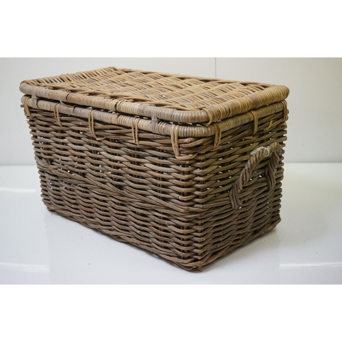 610 - Fortnum & Mason's Wicker Hamper Basket, 56cm wide x 37cm high together with another Wicker Lidded Ha... 