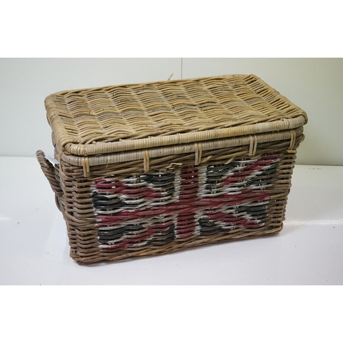 610 - Fortnum & Mason's Wicker Hamper Basket, 56cm wide x 37cm high together with another Wicker Lidded Ha... 