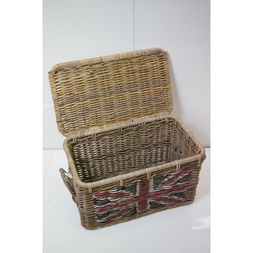 610 - Fortnum & Mason's Wicker Hamper Basket, 56cm wide x 37cm high together with another Wicker Lidded Ha... 