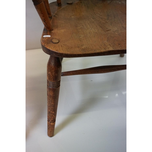 627 - Two similar 19th / Early 20th century Captain's Tub Chairs with elm seats, largest 66cm wide x 79cm ... 