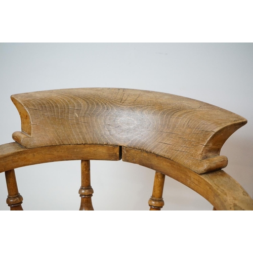 627 - Two similar 19th / Early 20th century Captain's Tub Chairs with elm seats, largest 66cm wide x 79cm ... 