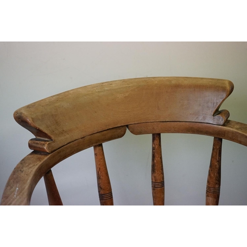 627 - Two similar 19th / Early 20th century Captain's Tub Chairs with elm seats, largest 66cm wide x 79cm ... 