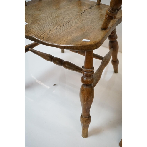 627 - Two similar 19th / Early 20th century Captain's Tub Chairs with elm seats, largest 66cm wide x 79cm ... 