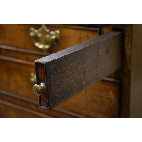 536 - George II / III Walnut Bureau, the drop front opening to a fitted interior over four long drawers ra... 