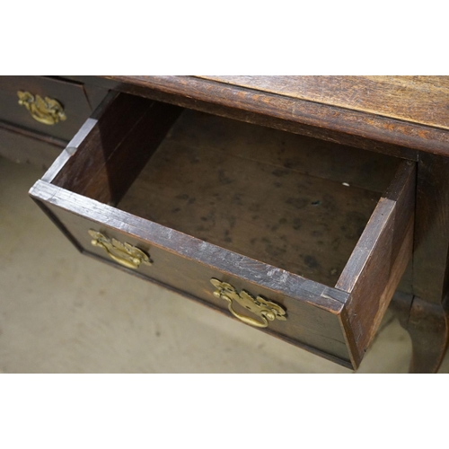 540 - 18th / Early 19th century Oak Dresser Base with three moulded drawers, shaped apron and raised on fr... 