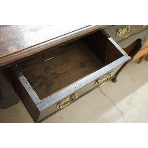 540 - 18th / Early 19th century Oak Dresser Base with three moulded drawers, shaped apron and raised on fr... 