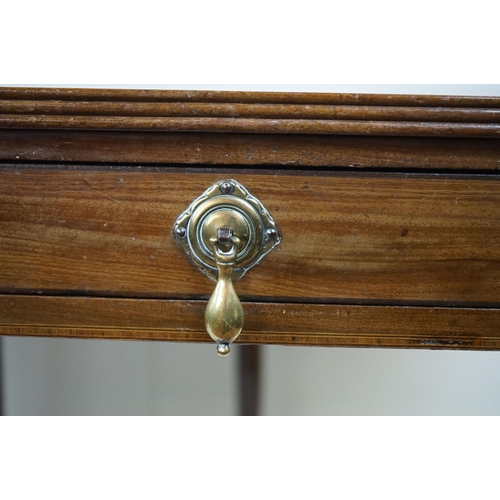 570 - 19th century Mahogany Fold-over Tea Table with single drawer, raised on turned tapering legs, 106cm ... 