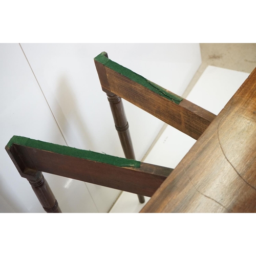 570 - 19th century Mahogany Fold-over Tea Table with single drawer, raised on turned tapering legs, 106cm ... 