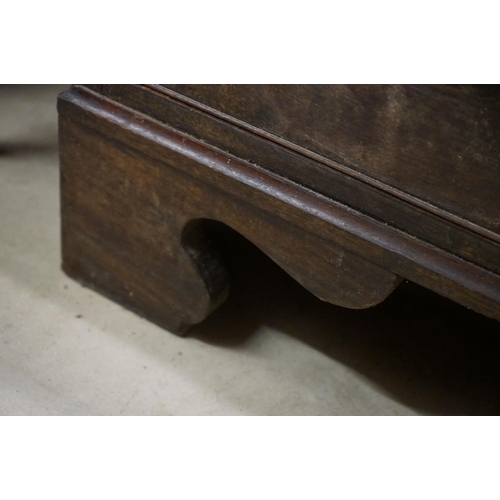 571 - George III Mahogany Bureau, the drop front opening to a fitted interior, over three long drawers, ra... 