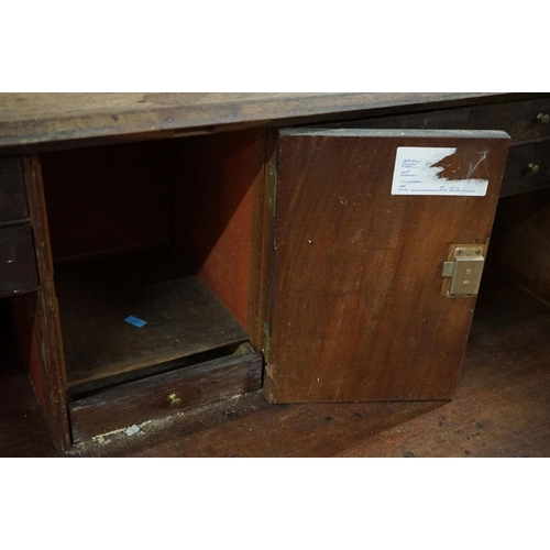 571 - George III Mahogany Bureau, the drop front opening to a fitted interior, over three long drawers, ra... 